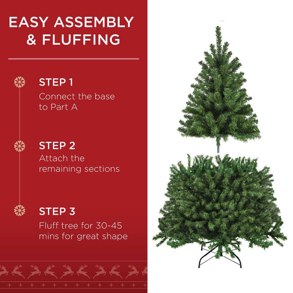 4.5 ft. Green Unlit Spruce Artificial Christmas Tree with Foldable Base - Hercitys
