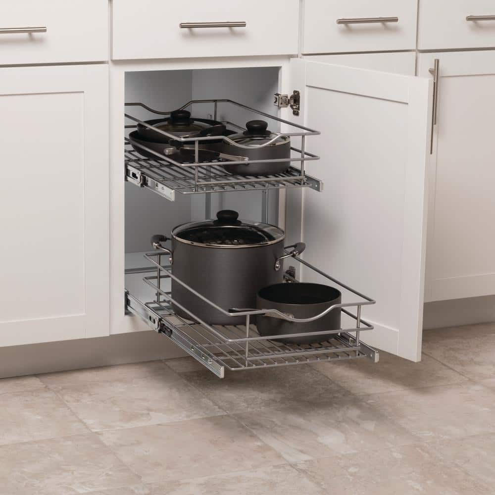 14 in. Double Tier Wire Soft-Close Pullout Baskets - Hercitys