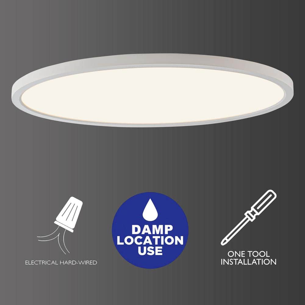 32 in. White Modern Dimmable LED Ceiling Light Flush Mount with Selectable 2700K/3000K/3500K/4000K/5000K(1-Pack) - Hercitys