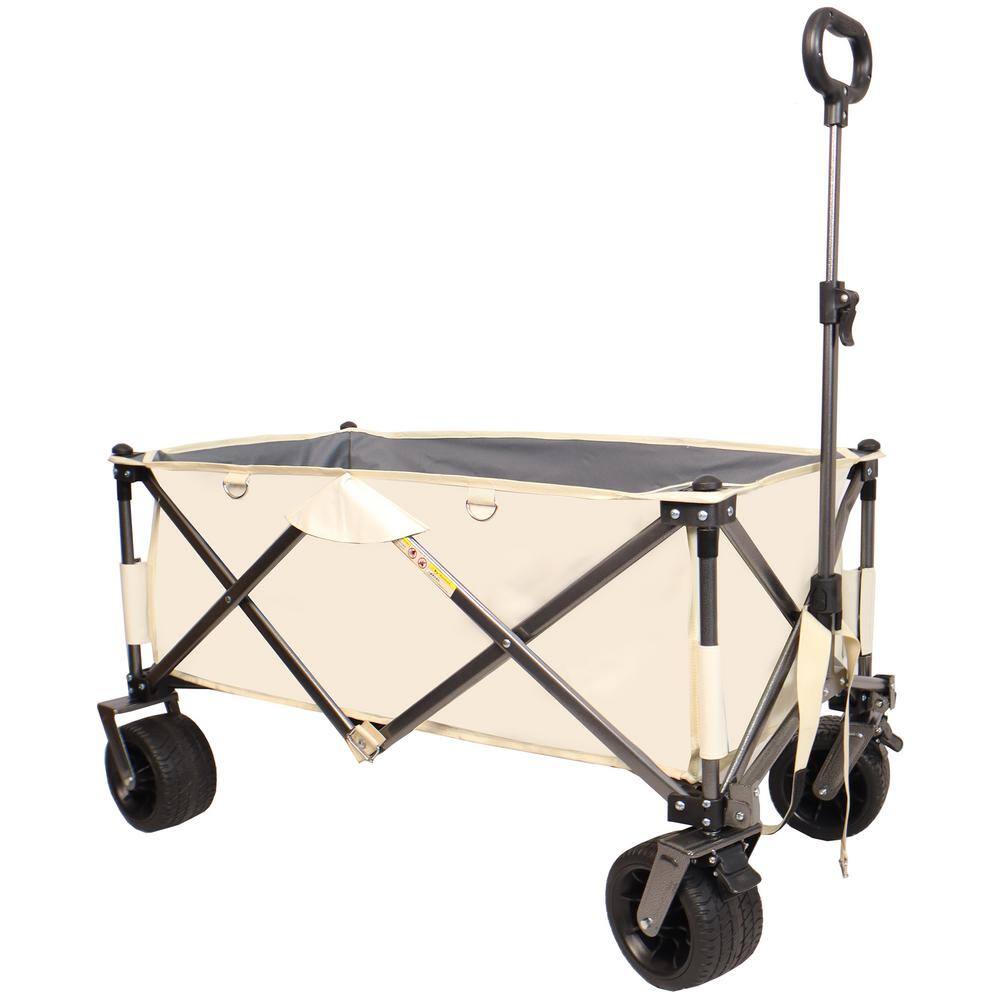 4.60 cu. ft. Fabric Garden Cart in Antique White and Gray, Heavy-Duty Utility Beach Wagon Cart - Hercitys