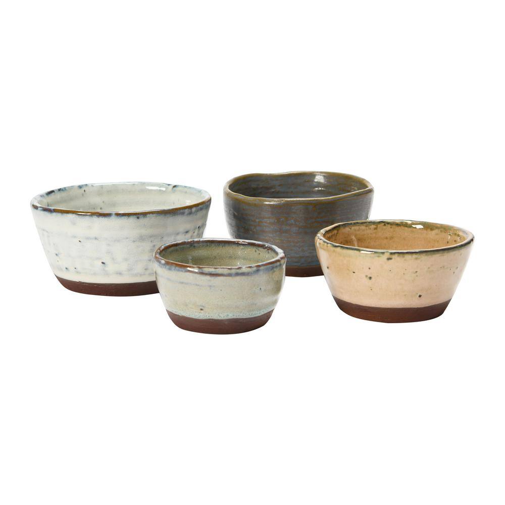 4.5 in. 7.94 fl. oz. Multi-Colored Stoneware Serving Bowls with Reactive Glaze Finish (Set of 4) - Hercitys