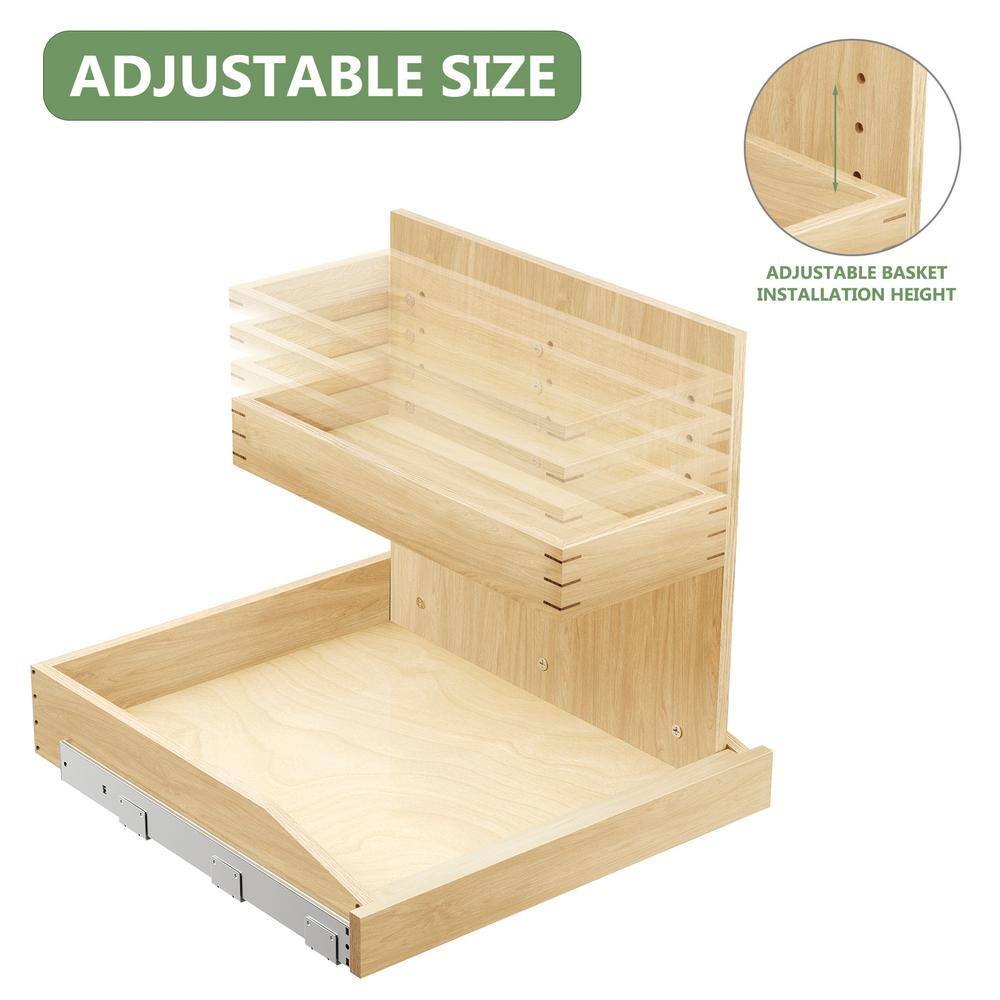 22.5 in. W Adjustable Wood Under Sink Caddy Slide-Out Shelf with Soft Close in Right - Hercitys