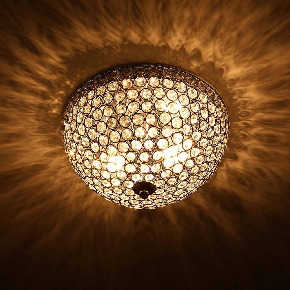 12 in. 2-Light Chrome Crystal Flush Mount - Hercitys