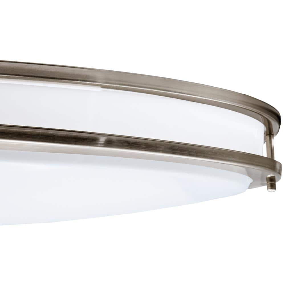 32 in. Oval LED Ceiling Mount Fixture, Dual Ring Satin Nickel, Dimmable, 3 CCT 3000K-5000K, 5500 Lumens - Hercitys