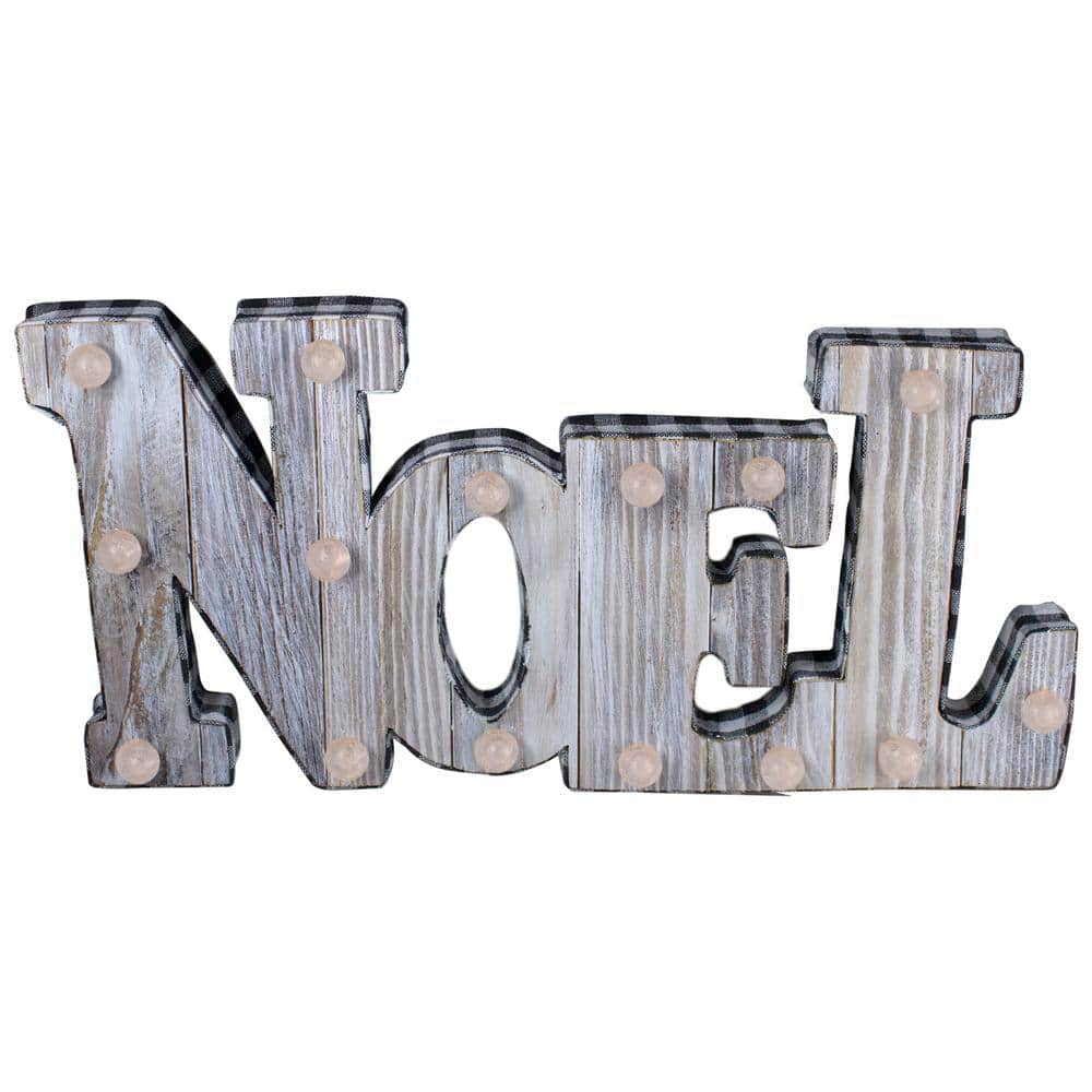 47 in. Lighted 3D Wooden’s NOEL’s Christmas Table Top Decor - Hercitys