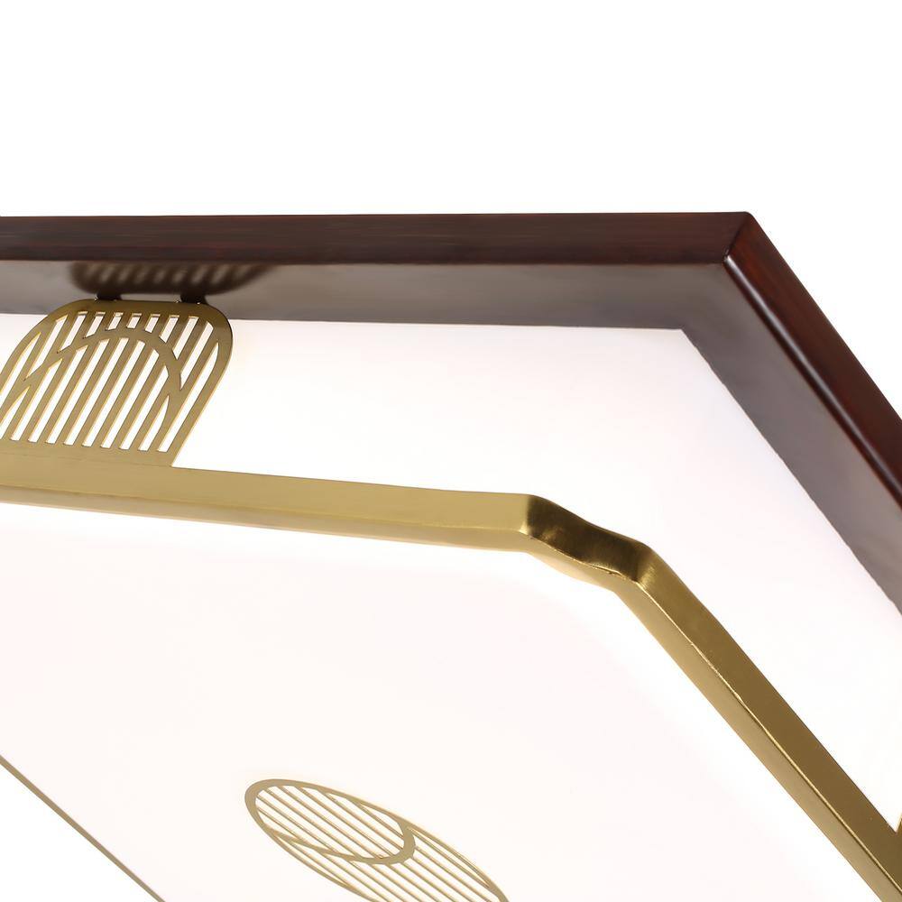 22 in. White and Brown Modern Flush Mount Dimmable LED Ceiling Light with Integrated LED Light Source and Acrylic Shade - Hercitys