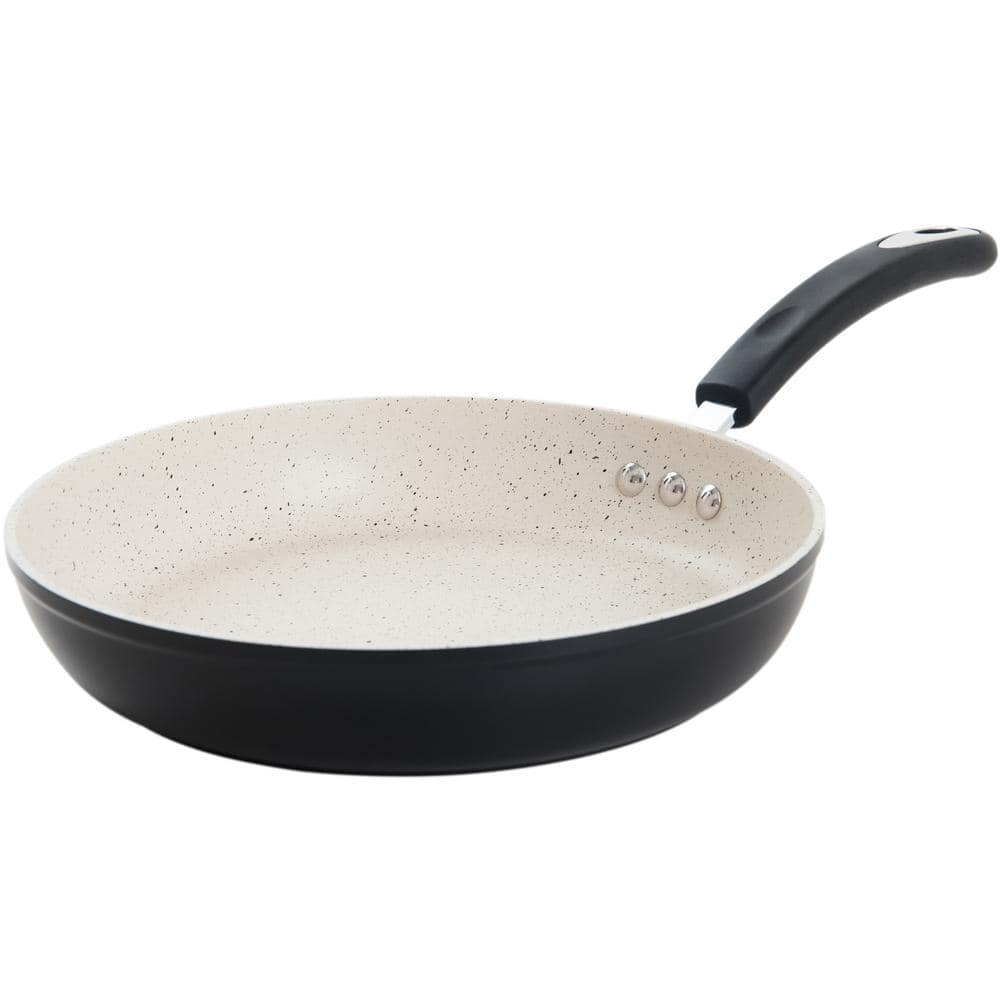 12 in. Stone Frying Pan with 100% APEO and PFOA-Free Stone-Derived Non-Stick Coating from Germany in Lava Black - Hercitys