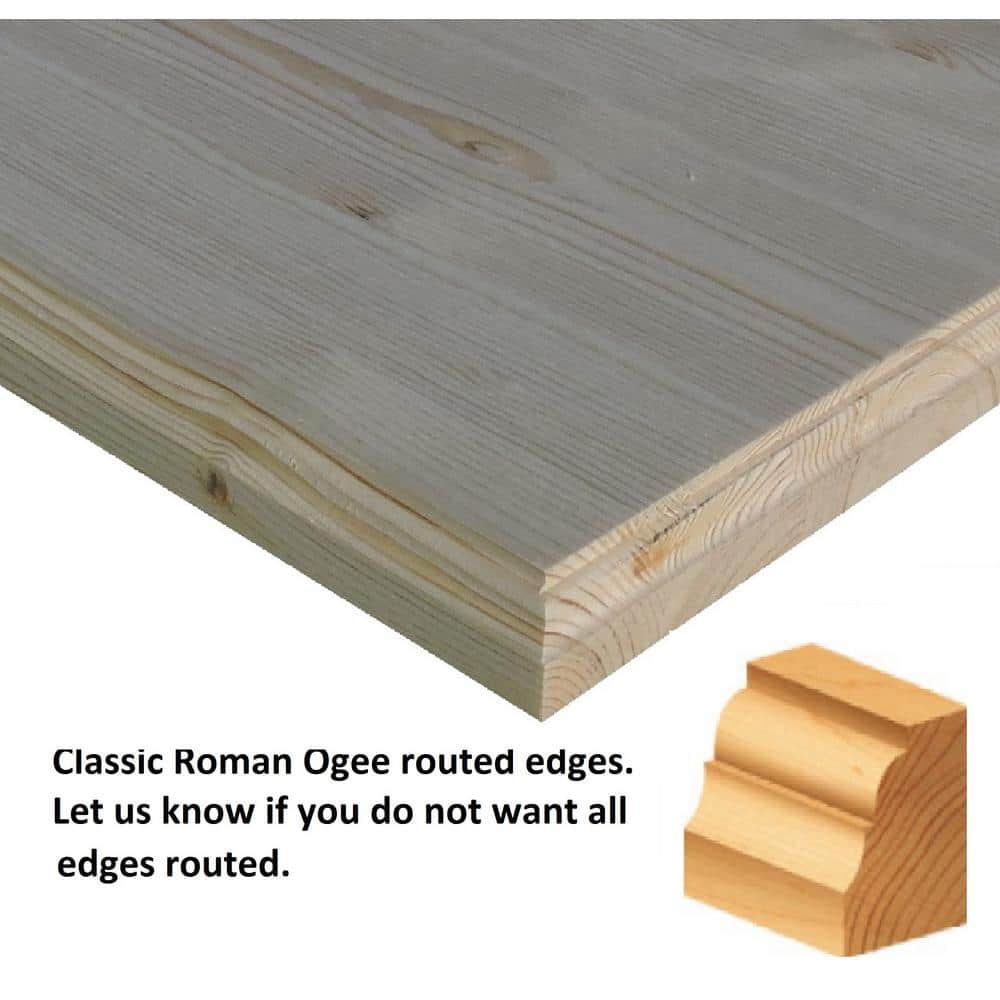 1 in. x 18 in. x 72 in. Allwood Pine Project Panel Table / Island Top with Classic Roman Edges - Hercitys