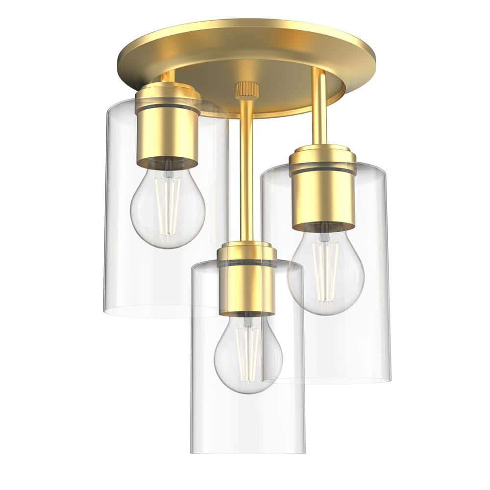 3-Light Kitchen Light Fixtures Semi Flush Mount Ceiling Light Fixture for Hallway Entryway Gold, Not Bulbs Included - Hercitys