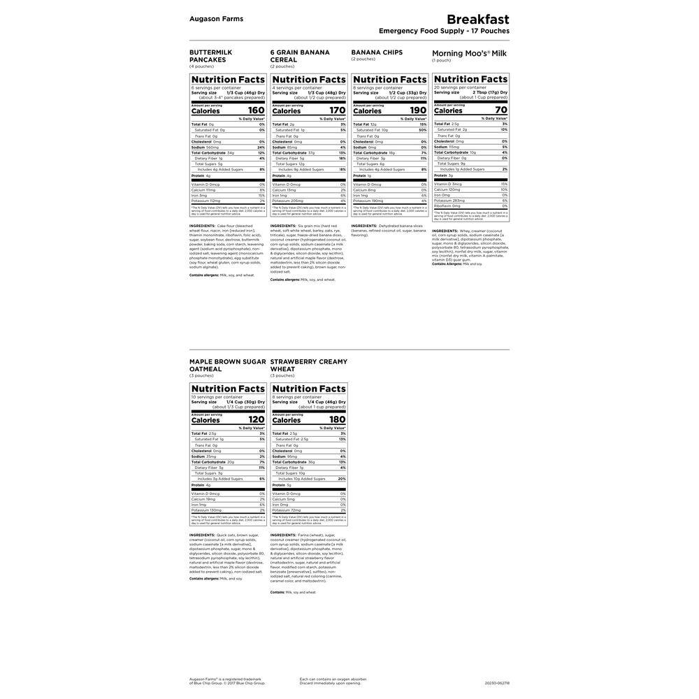 4-Gal Pail Breakfast Variety Pail Emergency Food Supply 6 Varieties 25-Year Shelf Life - Hercitys