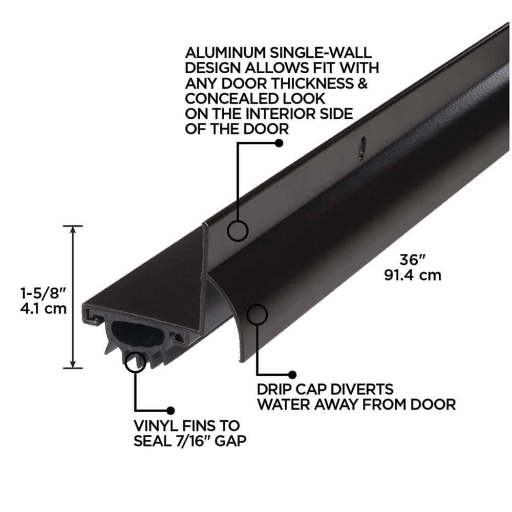 36 in. Bronze Aluminum L-Shape Screw-on Under Door Seal - Hercitys