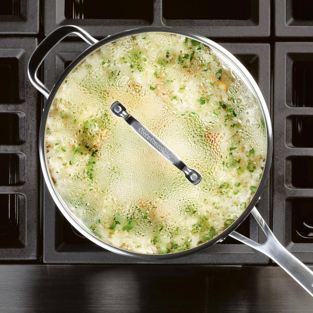 3-Ply Base Stainless Steel 4.5 qt. Stainless Steel Saute Silver - Hercitys