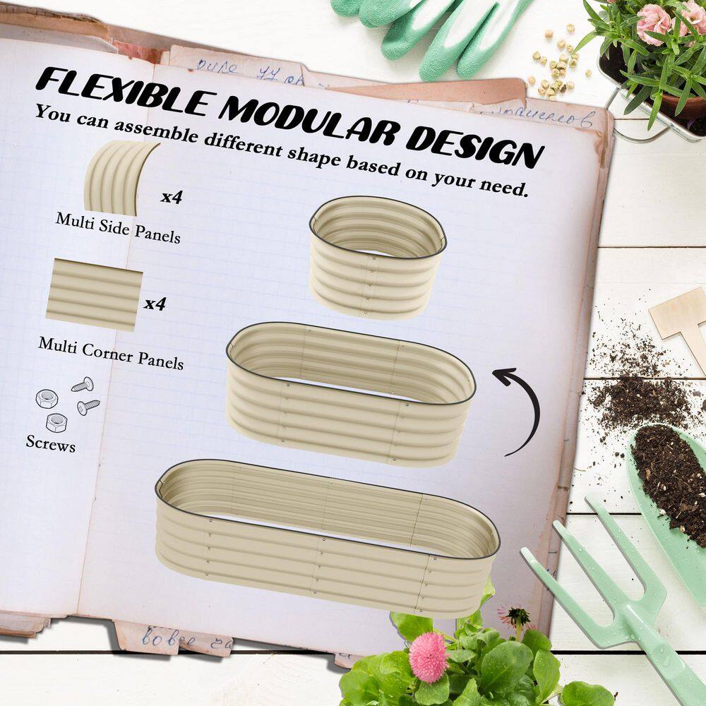 4.9 ft. x 2 ft. Steel Raised Garden Bed Kit Outdoor Metal Elevated Planter with Safety Edging for Flowers Vegetables - Hercitys