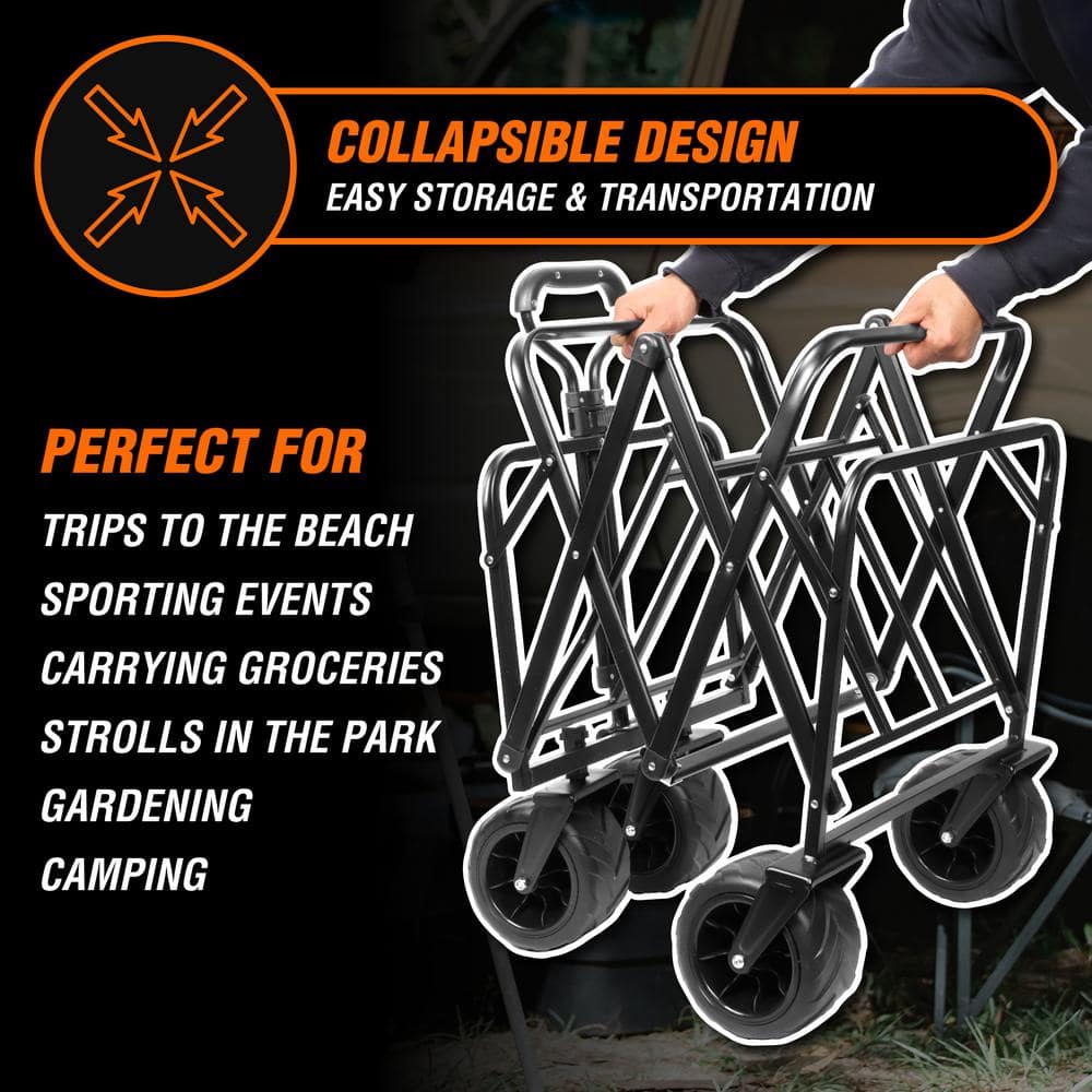 3.125 cu. ft. Folding 600D PVC Fabric Wagon and Utility Garden Cart - Hercitys