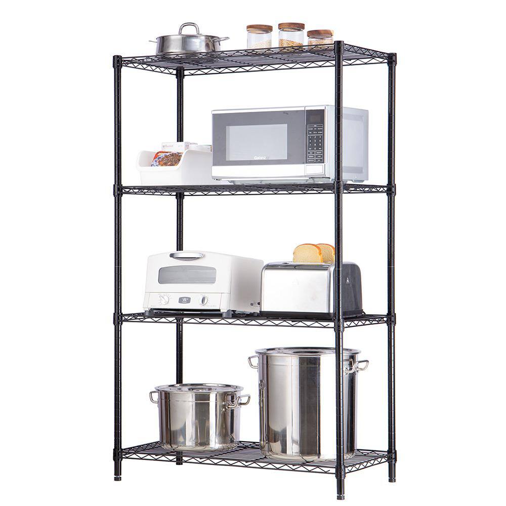 4-Tier Black Coating Utility Wire Shelving Unit (18 in. D x 36 in. W x 59 in. H) - Hercitys