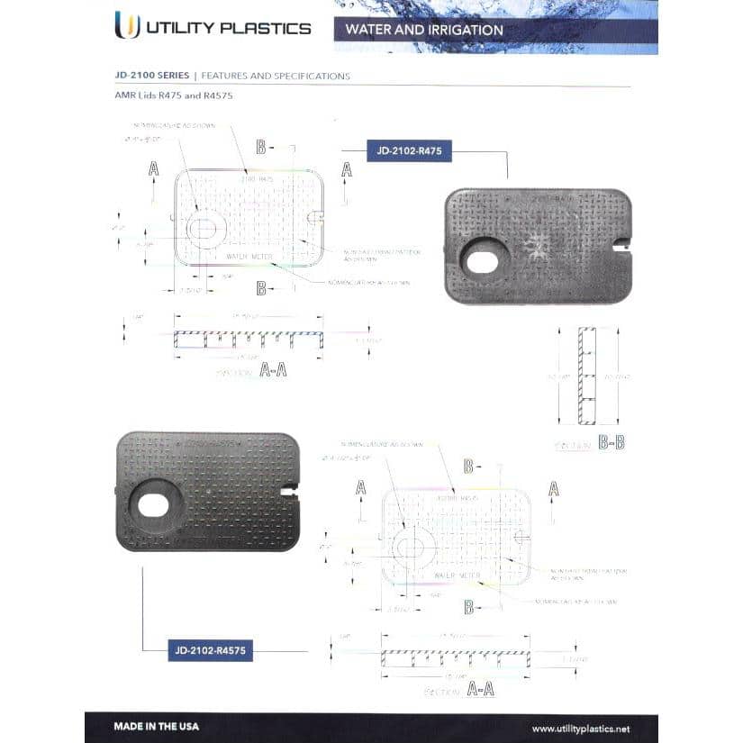 15 in. x 10 in. x 1.75 in. Automatic Reader Square Meter/Valve Box Lid - Hercitys