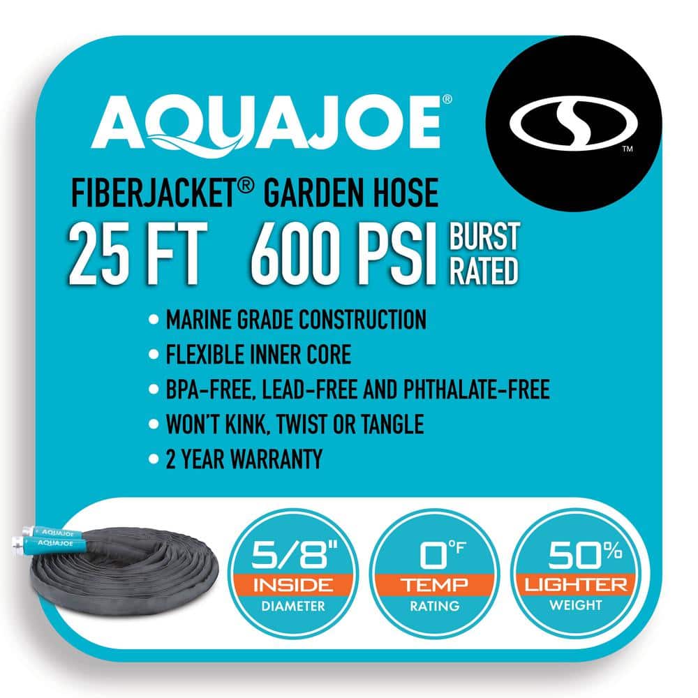 5/8 in. Dia x 25 ft. Ultra Flexible Kink Free Fiberjacket Garden Hose, Metal Fittings - Hercitys