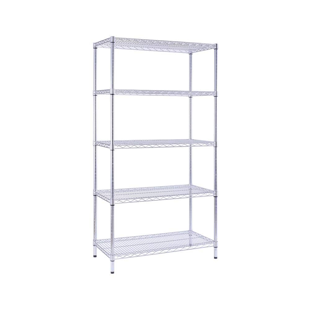 5 Tier Commercial Chrome Shelving Unit 18 in. x 36 in. x 72 in. - Hercitys