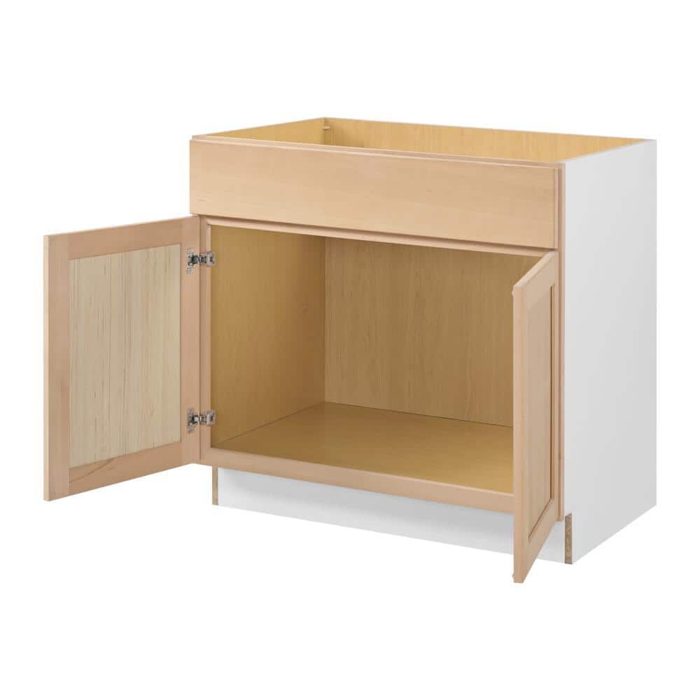 36 in. W x 24 in. D x 34.5 in. H Ready to Assemble Sink Base Kitchen Cabinet in Unfinished with CLICKREADY Technology - Hercitys