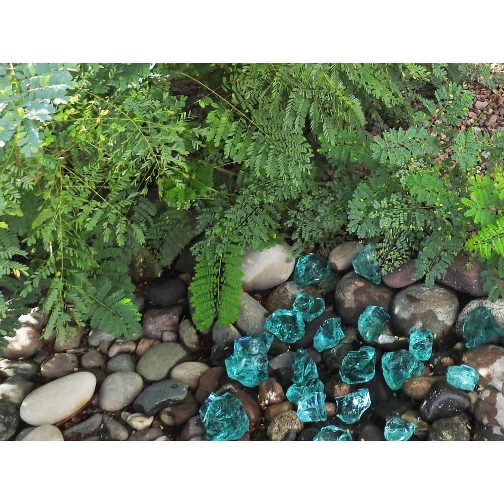 0.36 cu. ft. 2 in. to 4 in. Aqua Blue Landscape Recycled Glass 20 lbs. Bag - Hercitys