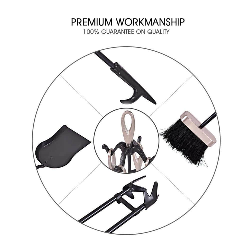 5-Piece Stylish Iron Fireplace Tools Set - Hercitys