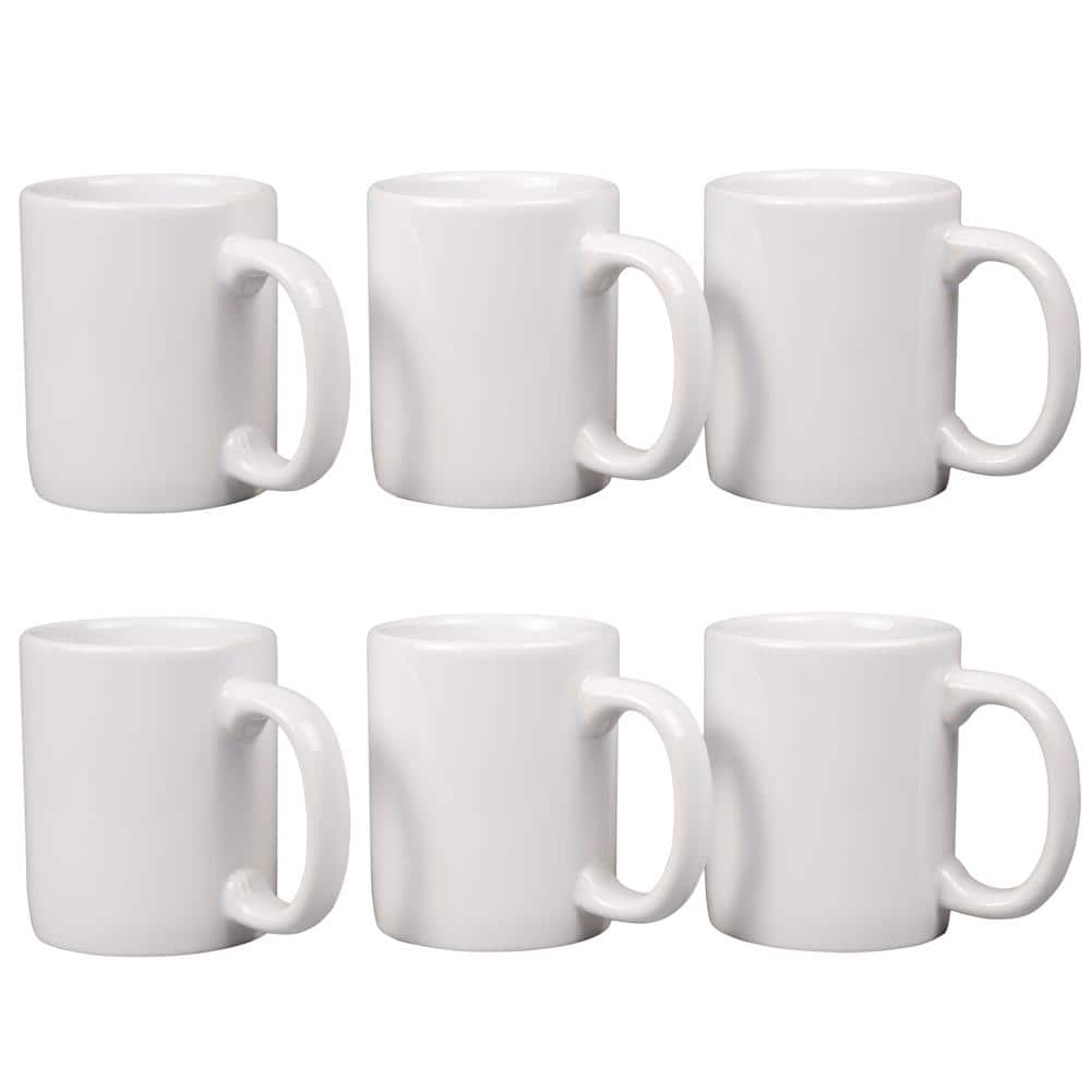 12 oz. White Stoneware Mug (Set of 6) - Hercitys