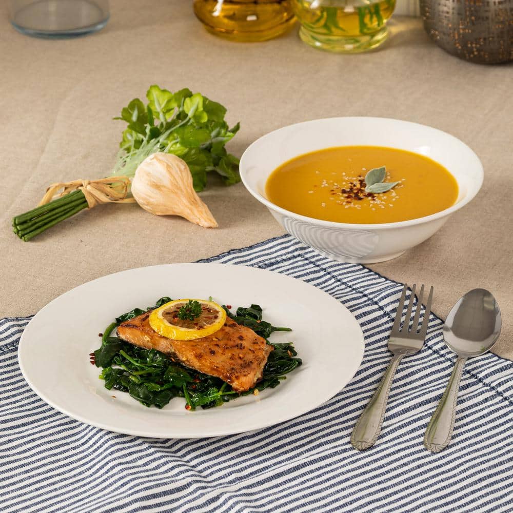 16-Pcs Fine Ceramic Dinnerware Set Service of 4 in White - Hercitys