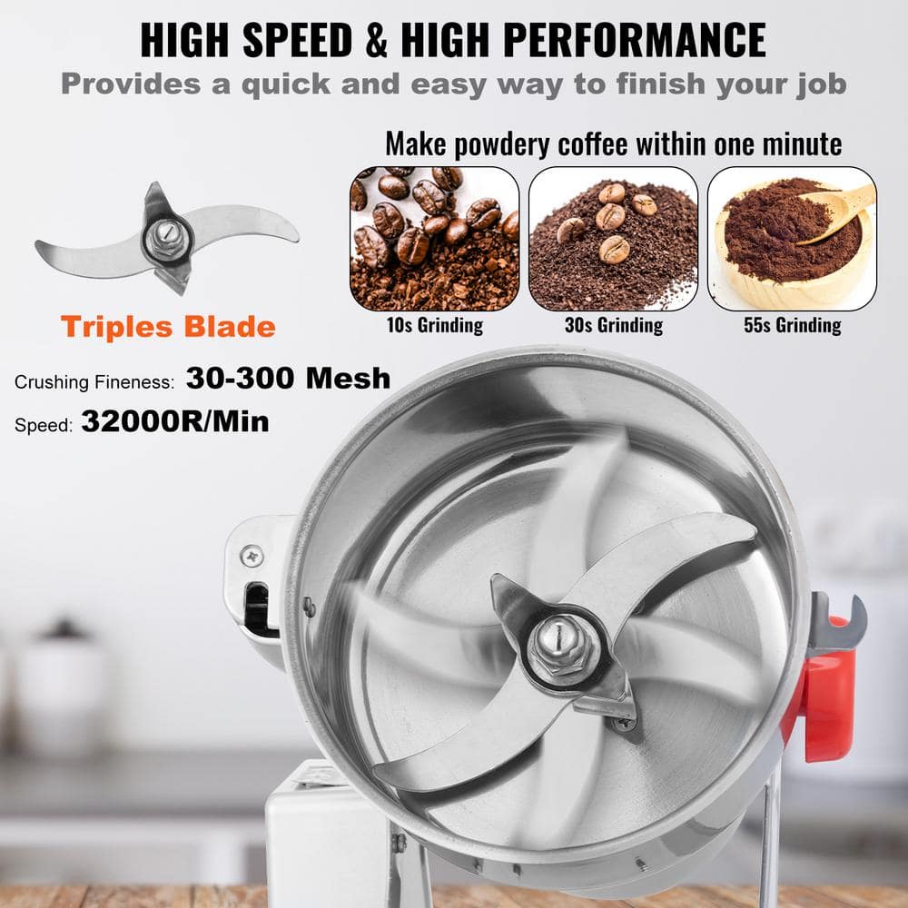 2000g Electric Grain Mill Grinder, High Speed 3400-Watt Commercial Grinders, Stainless Steel Pulverize Powder Machine - Hercitys