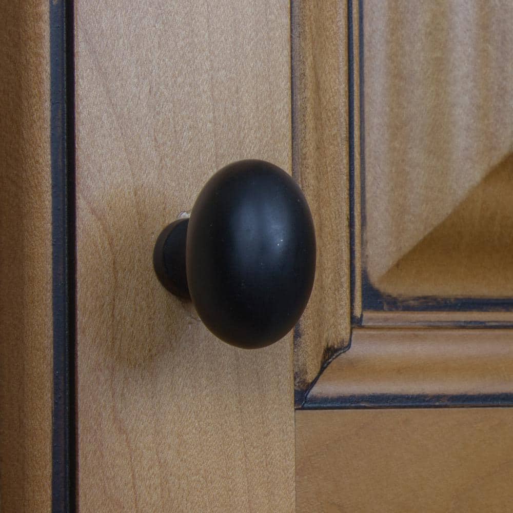 1-1/8 in. Dia Matte Black Classic Oval Cabinet Knob (10-Pack) - Hercitys