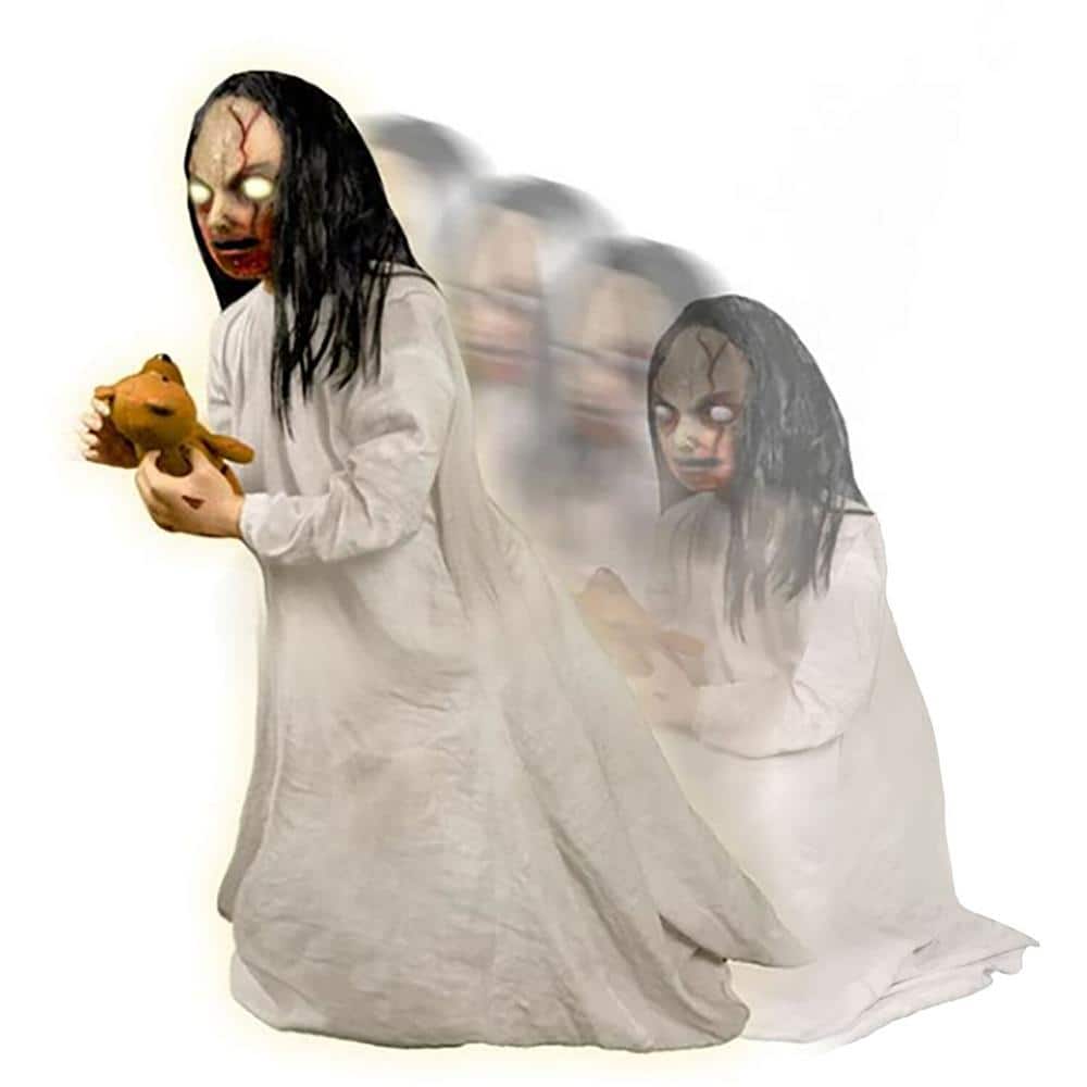 42 in. Motion-Activated Lunging Lily the Demonic Zombie Girl by Tekky, Premium Talking Halloween Animatronic - Hercitys