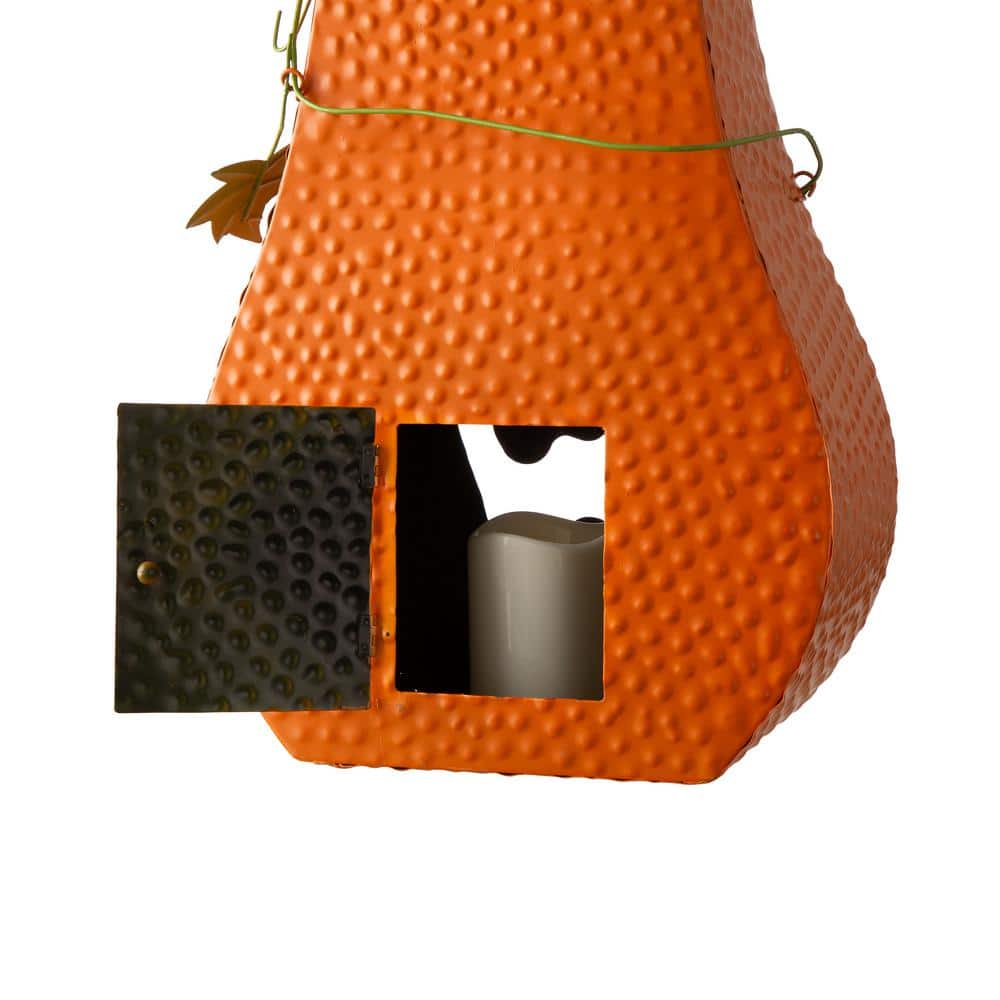 23.62 in. H Halloween Metal Jack-O-Lantern with LED Pillar - Hercitys