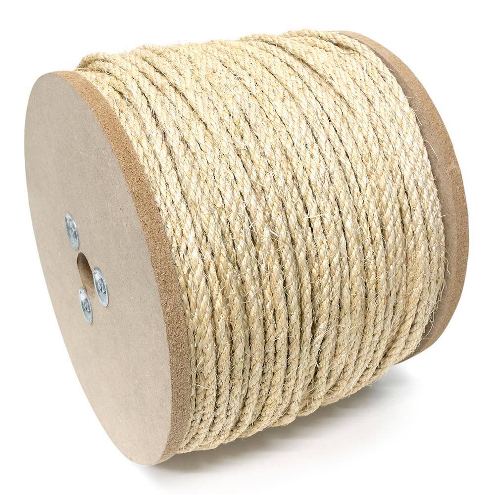 3/8 in. x 600 ft. Sisal Twisted Rope 3-Strand, Natural - Hercitys