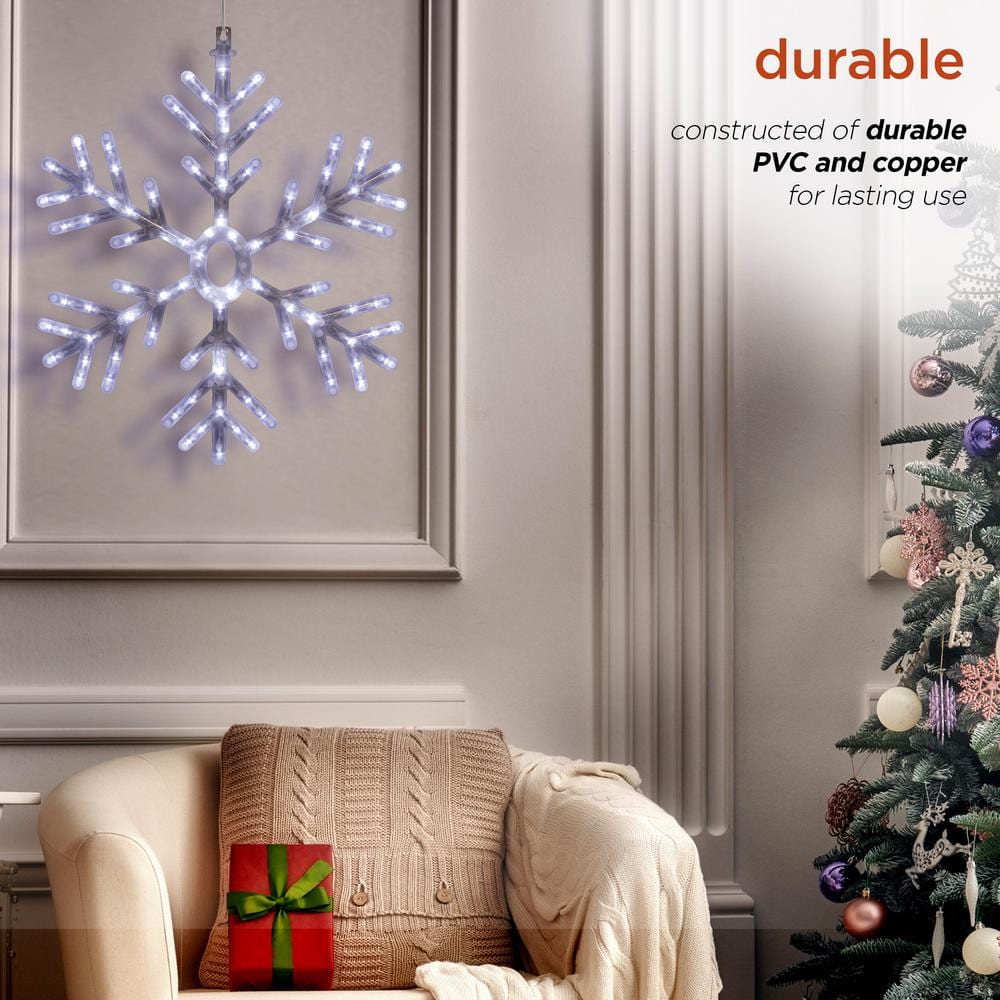 24 in. Tall Hanging Snowflake with LED Lights - Hercitys