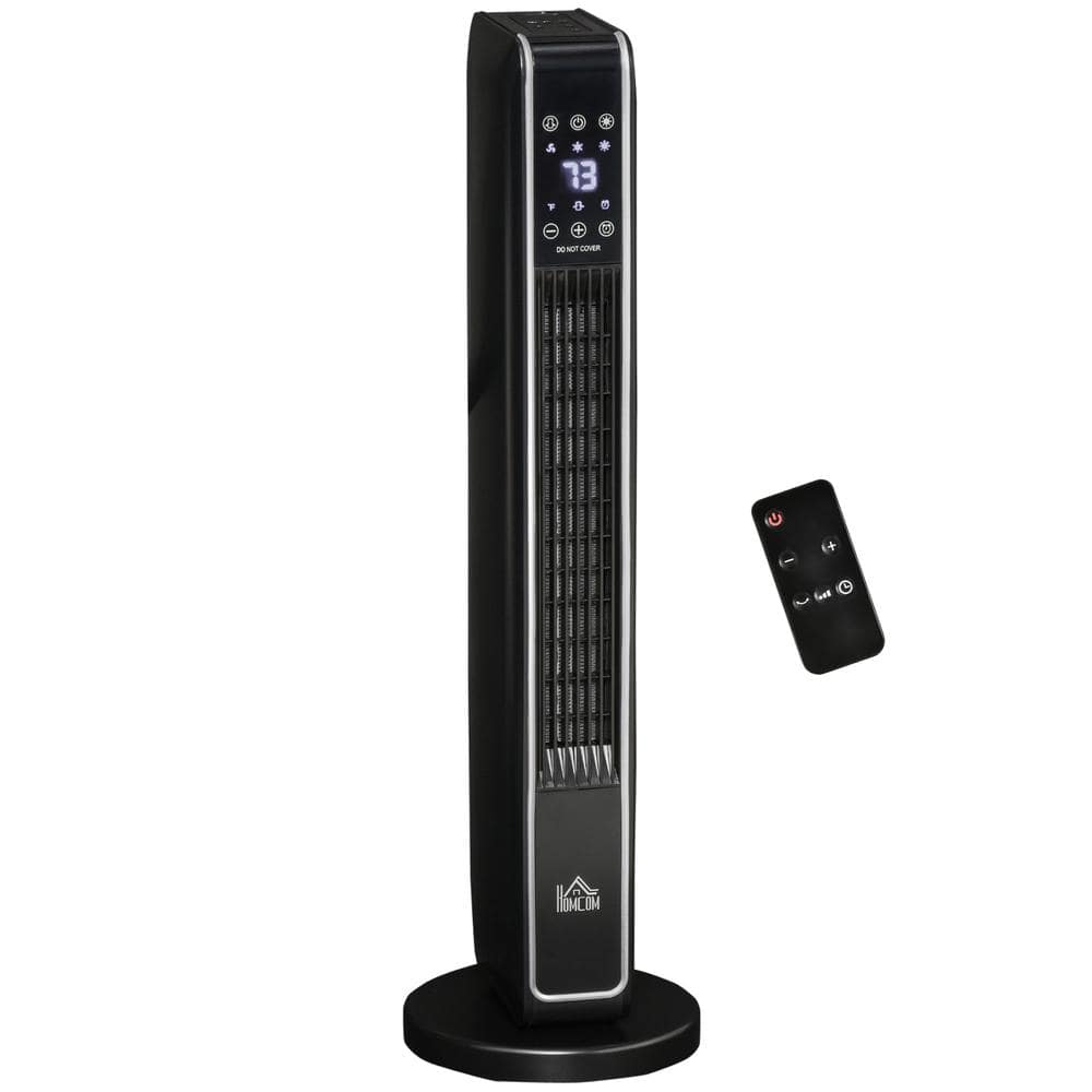 2-In-1 Black Ceramic Portable Electric Space Heater with Remote Control, Three Heating Modes, 750W / 1500W - Hercitys