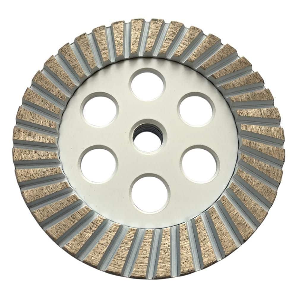 5 in. Granite or Concrete, Turbo Rim Diamond Blade Grinding Wheel, 80/100 Grit, Medium/Fine Grit, 5/8 in. 11 Arbor - Hercitys