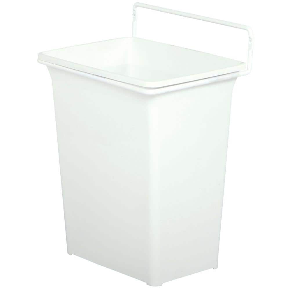 13 in. H x 10 in. W x 7 in. D Plastic In-Cabinet Door Mount Trash Can in White - Hercitys