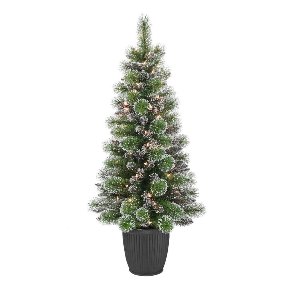 4 ft. Prelit Flocked Artificial Christmas Tree with 70 Lights - Hercitys
