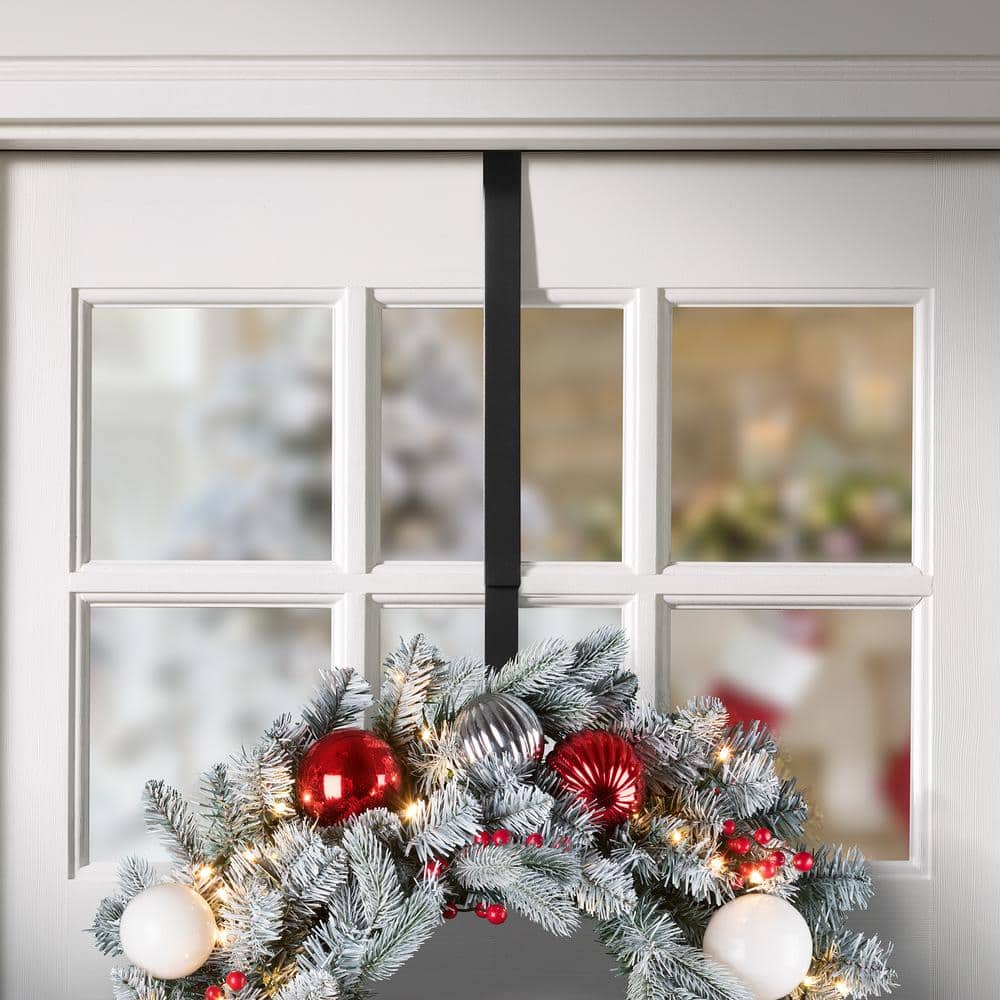 16.5 in. Artificial Matte Black Adapt Top and Bottom Adjusting Wreath Hanger - Hercitys