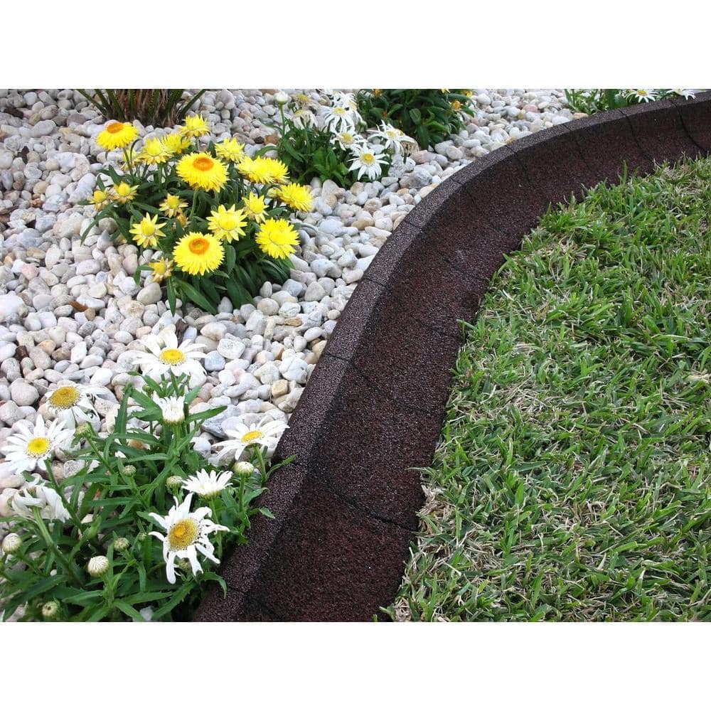 4 ft. Brown Rubber Curb Landscape Edging (4-Pack) - Hercitys