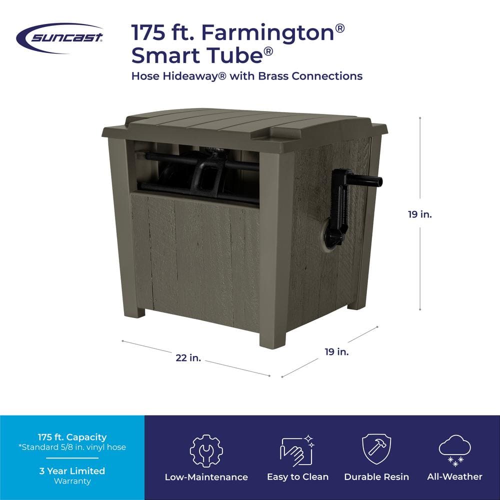 150 ft. Farmington Smart Tube Hose Hideaway with Brass Connections, Stoney - Hercitys