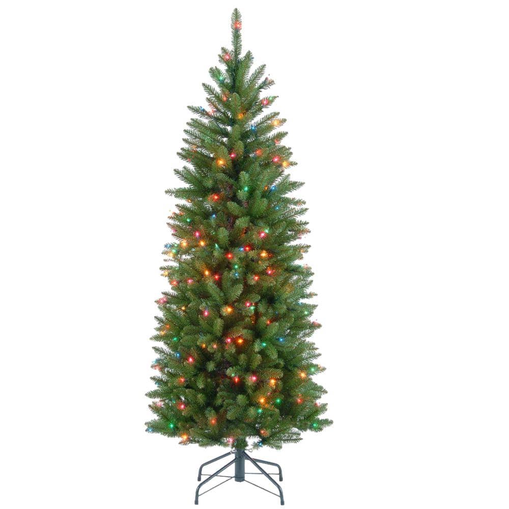 4-1/2 ft. Kingswood Fir Hinged Pencil Artificial Christmas Tree with Multicolor Lights - Hercitys