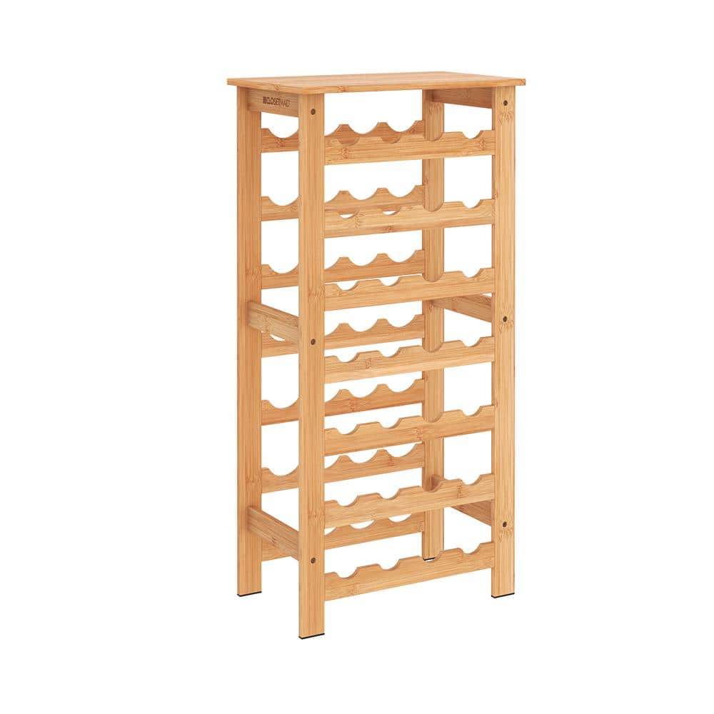 28-Bottle Bamboo Wine Rack Free-Standing Shelving Unit - Hercitys