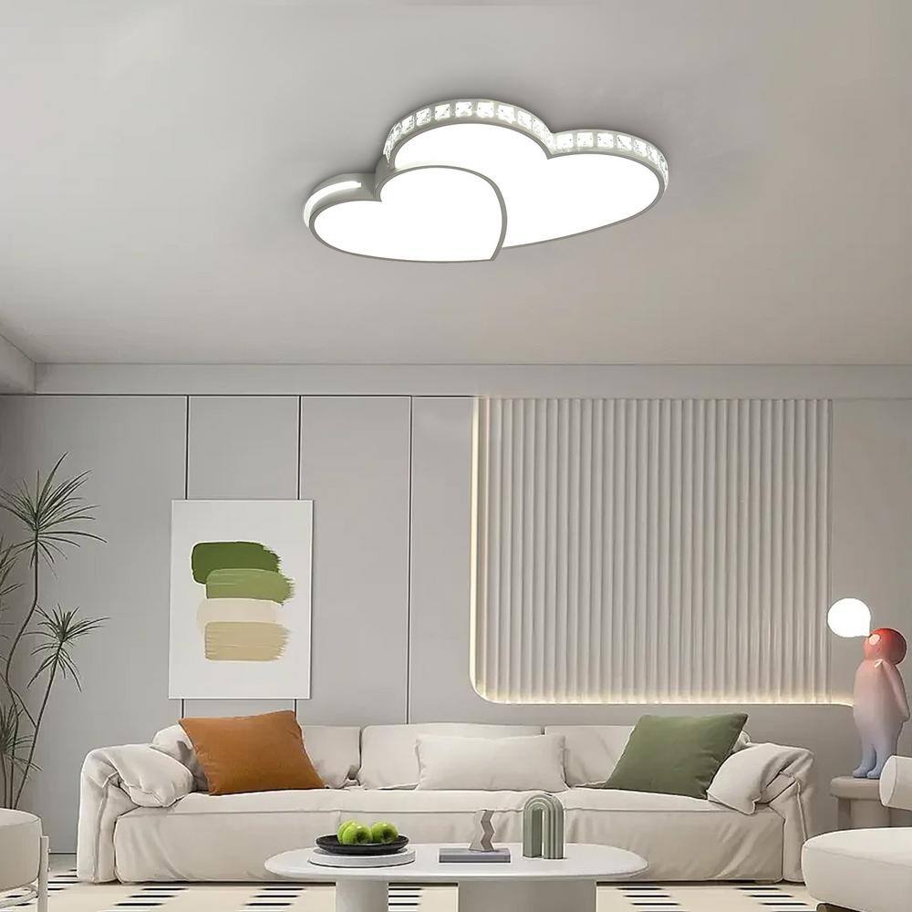20 in. 1-Light White Integrated LED Flush Mount Heart Shape Design Ceiling Light - Hercitys