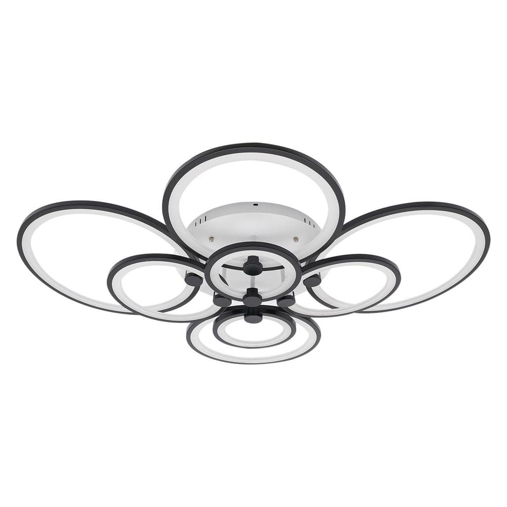 41.33 in. 8-Light Black and White Modern Selectable LED Semi-Flush Mount Ceiling Light with Remote Control - Hercitys