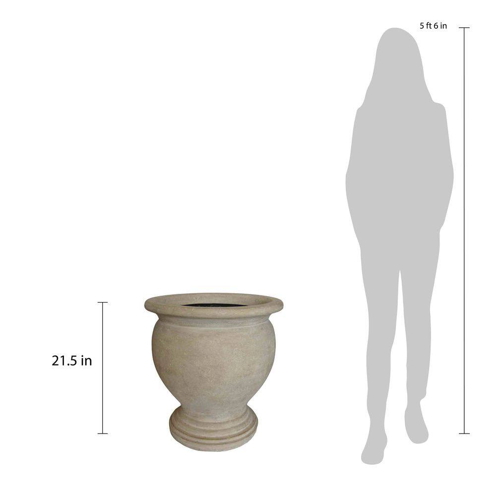 20 in. x 21-1/2 in. Cast Stone Fiberglass Greek Urn in Limestone - Hercitys
