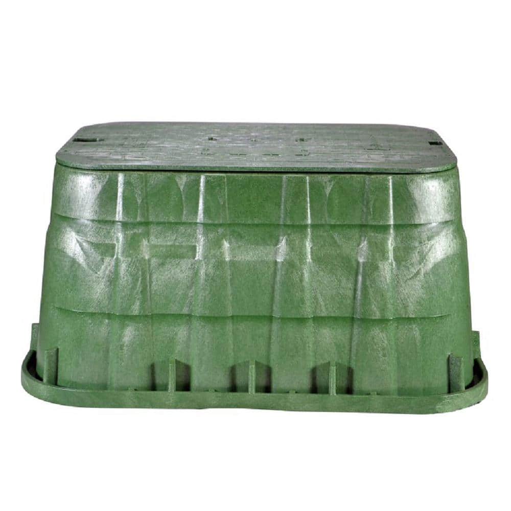 13 in. X 20 in. Jumbo Rectangular Pro-Spec Series Valve Box & Cover, 12 in. Height, Green Box, Green ICV Cover - Hercitys