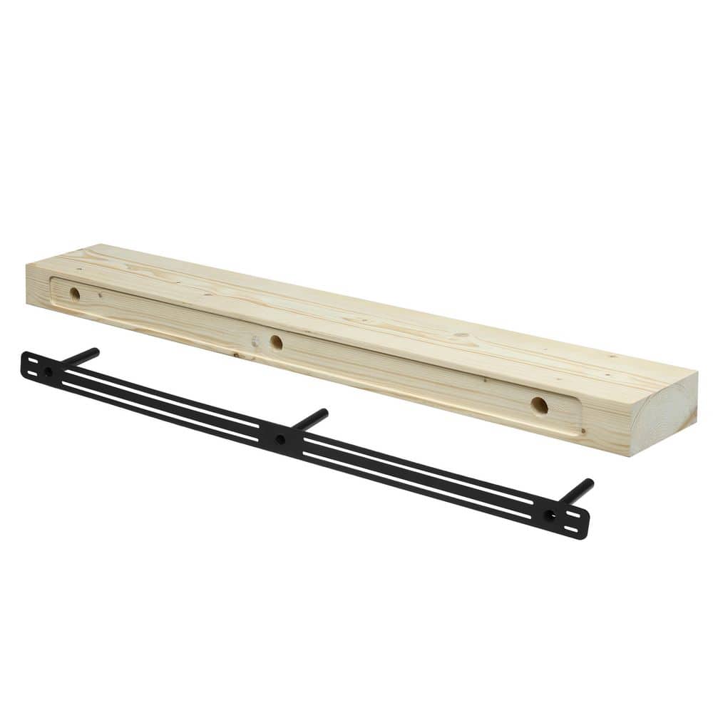 24 in. Unfinished Smooth Timber Floating Shelf-Versatile Wood Mantel and Wall Shelf - Hercitys