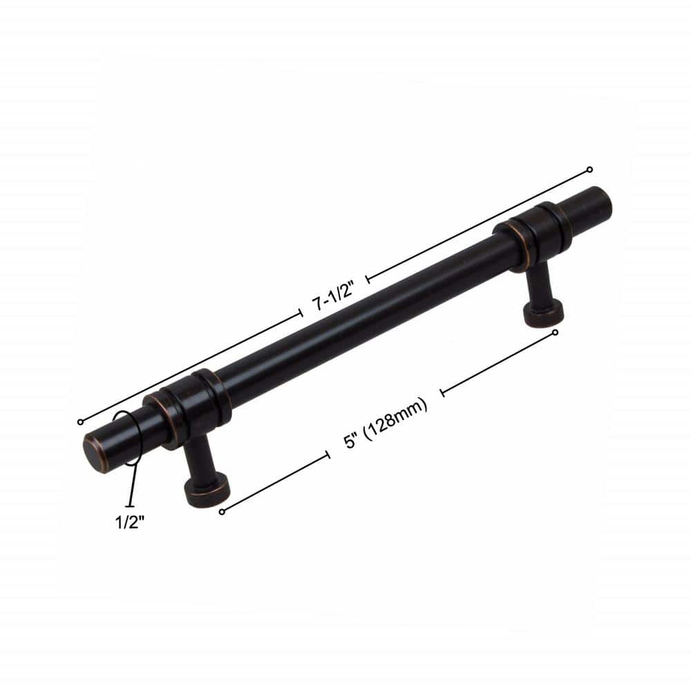 5 in. Center-to-Center Solid Steel Barrel Ring Cabinet Bar Drawer Pulls (10-Pack) - Hercitys