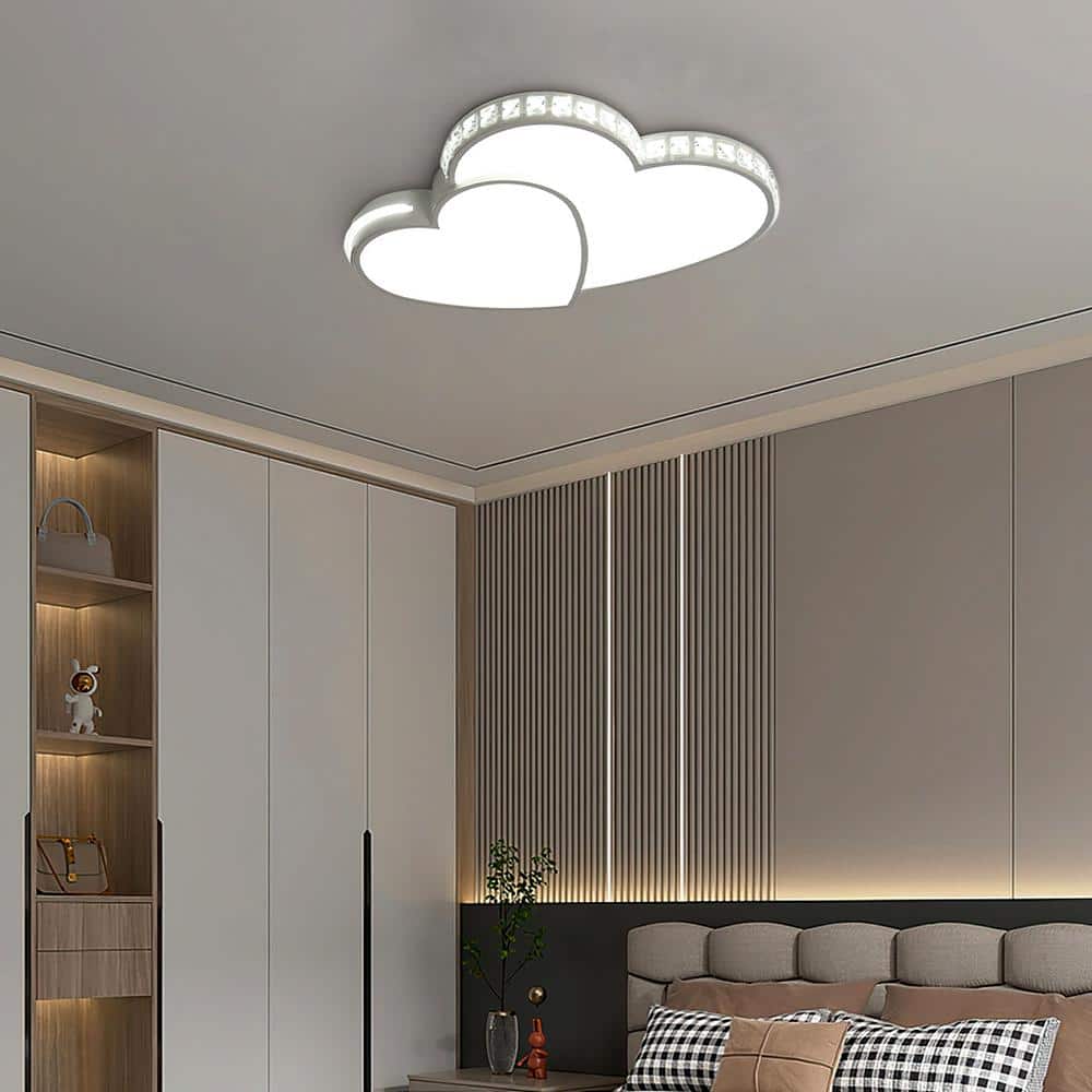 20 in. 1-Light White Integrated LED Flush Mount Heart Shape Design Ceiling Light - Hercitys