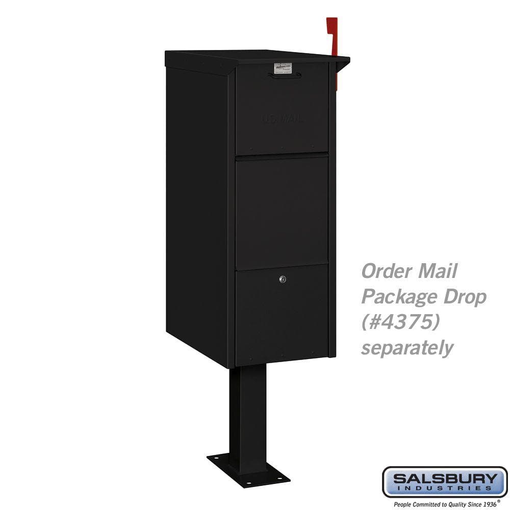 4000 Series Standard Bolt Mounted Pedestal for Mail Package Drop in Black - Hercitys